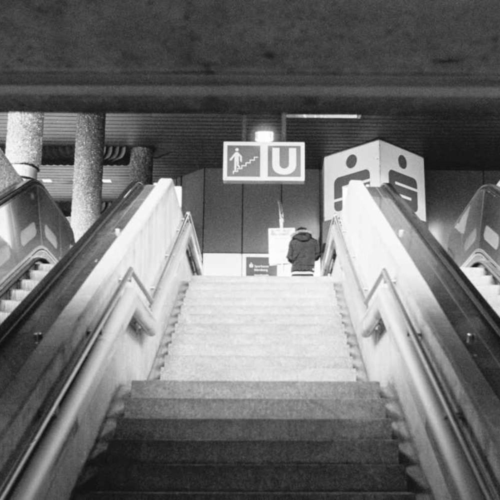 Escalator in a train station